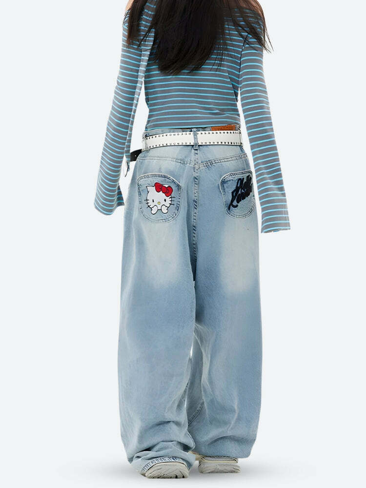 Hello Kitty Y2K Jeans - Cute Tops & Grunge Aesthetic Outfit Essential