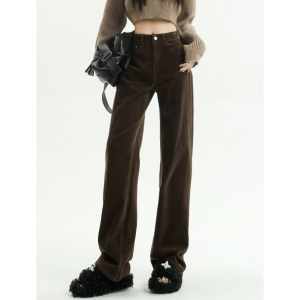 High Waist Corduroy Pants - Y2K Fashion Essential for Grunge & Coquette Aesthetic