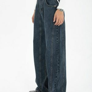 High-Waisted Wide Leg Jeans - Y2K Fashion, Grunge Aesthetic, Cute Tops