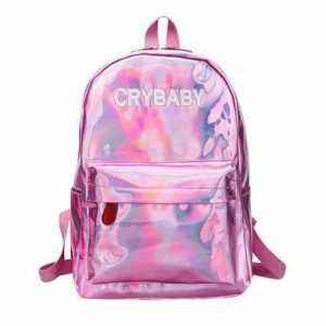 Holographic Crybaby Backpack | Y2K Aesthetic, Cute Tops & Grunge Style