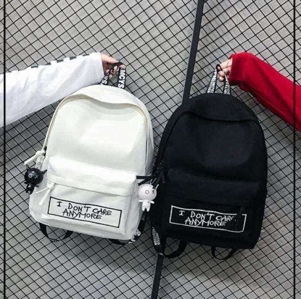 I Don't Care Anymore Y2K Backpack - Grunge Aesthetic & Cute Tops