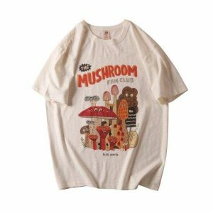 Indie Mushroom T-Shirt: Y2K Aesthetic Cute Top for Grunge & Coquette Styles