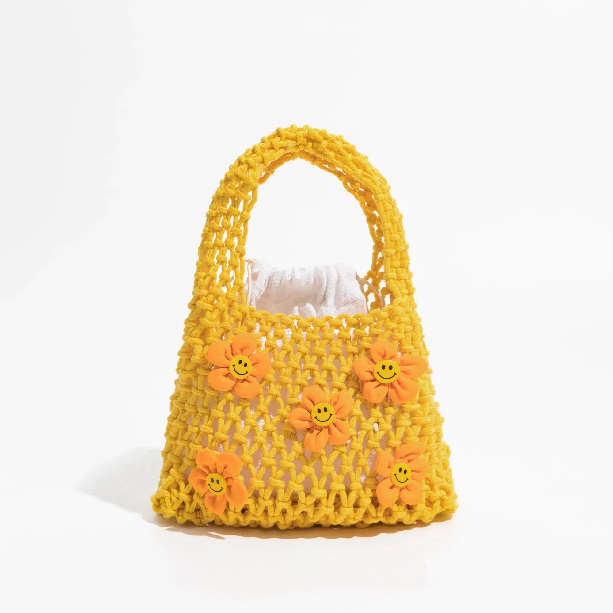 Indie Smiley Flowers Crochet Bag - Y2K Aesthetic Accessory for Cute Outfits