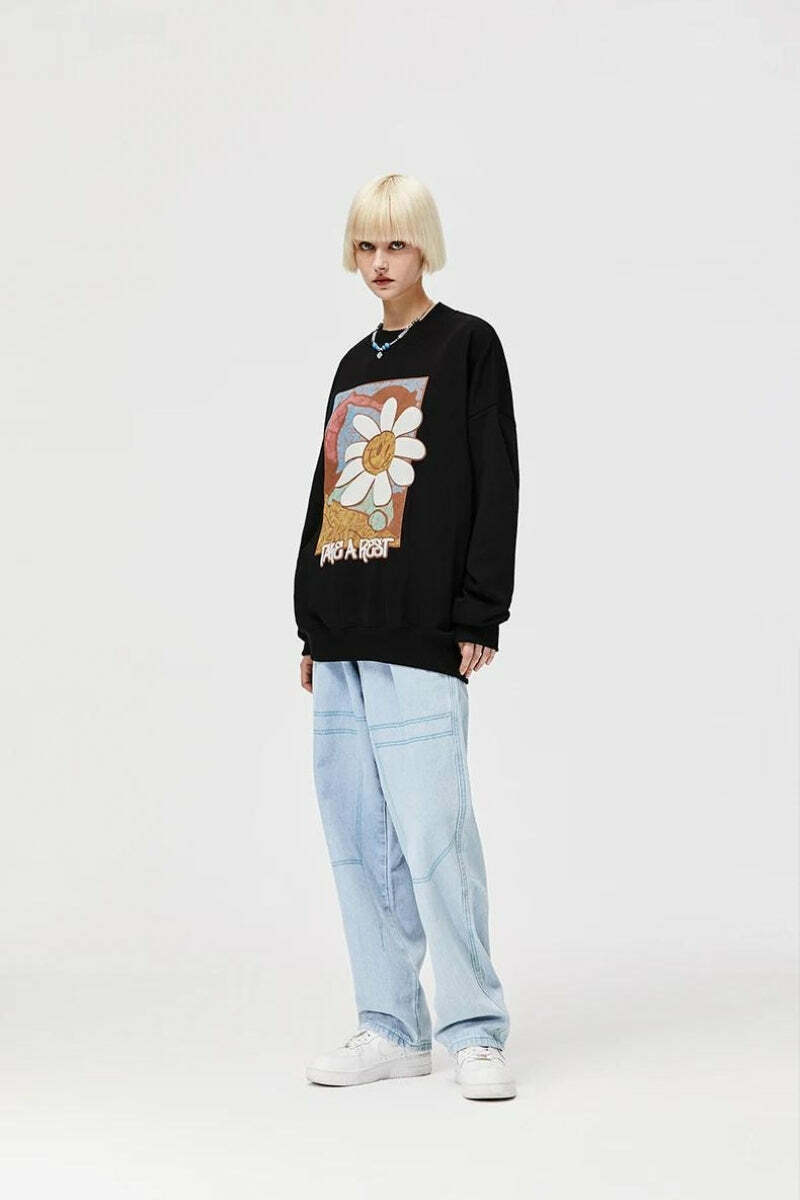 Indie Y2K Aesthetic Take a Rest Sweatshirt - Grunge & Coquette Style