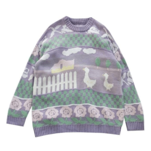 Kawaii Farm Sweater - Y2K Aesthetic Cute Top for Grunge & Coquette Styles