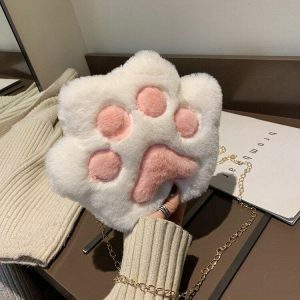 Kawaii Plush Paw Crossbody Bag - Y2K Aesthetic Cute Accessory