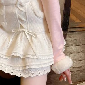 Kawaii Ruffled Layered Lace Mini Skirt - Y2K Coquette Aesthetic Outfit