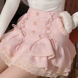 Kawaii Ruffled Layered Lace Mini Skirt - Y2K Coquette Aesthetic Outfit