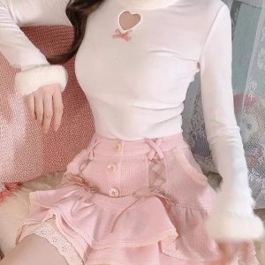 Kawaii Ruffled Layered Lace Mini Skirt - Y2K Coquette Aesthetic Outfit