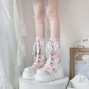 Kawaii Y2K Platform Boots for Grunge & Coquette Aesthetic Outfits