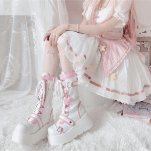 Kawaii Y2K Platform Boots for Grunge & Coquette Aesthetic Outfits