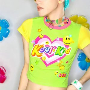 Kool Kid Tee: Y2K Fashion, Grunge Aesthetic, Cute Tops & Coquette Style