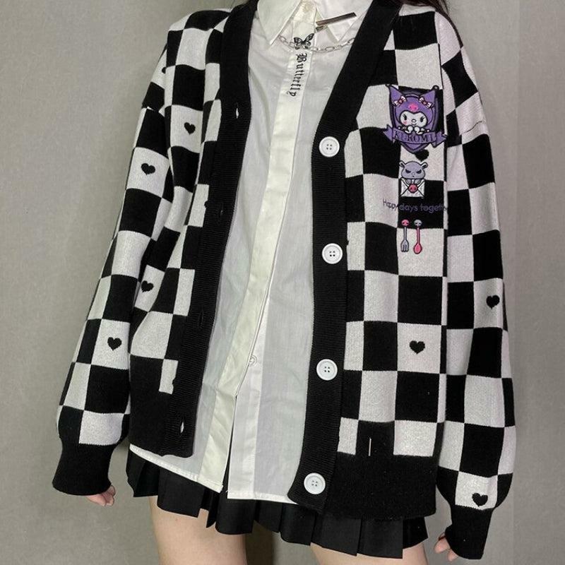 Kuromi Buttoned Black Cardigan - Y2K Fashion & Grunge Aesthetic Top