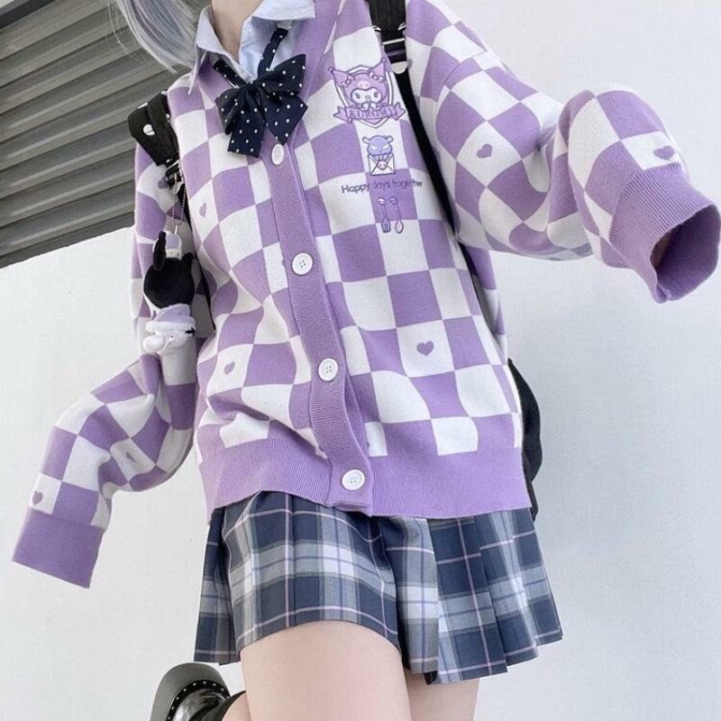 Kuromi Buttoned Purple Cardigan - Y2K Fashion & Coquette Aesthetic