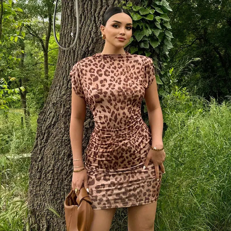 Leopard Bodycon Mini Dress - Y2K Fashion, Cute Tops, Grunge Aesthetic