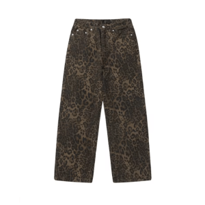 Leopard Print Baggy Y2K Pants for Grunge Aesthetic & Cute Outfits