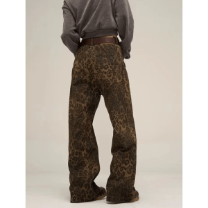 Leopard Print Baggy Y2K Pants for Grunge Aesthetic & Cute Outfits