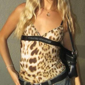 Leopard Print Y2K Top: Cute Aesthetic for Grunge & Coquette Styles