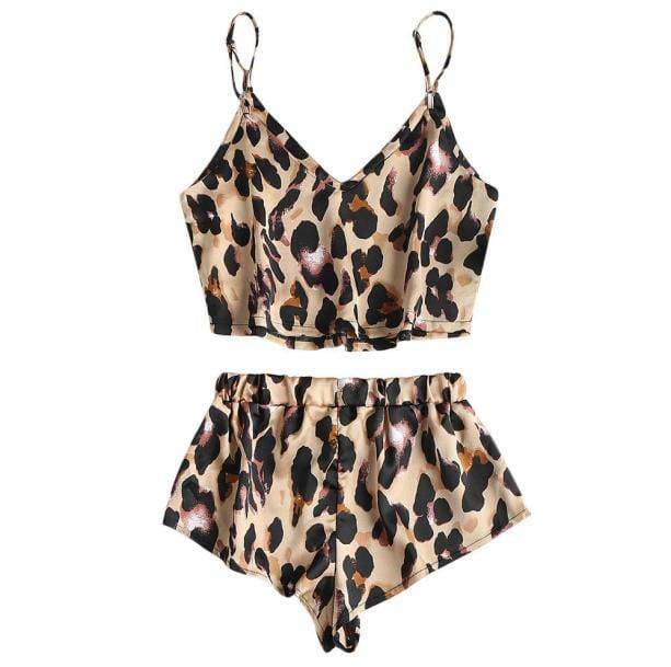 Leopard Satin Pajama Set - Y2K Aesthetic Sleepwear for Cozy Nights