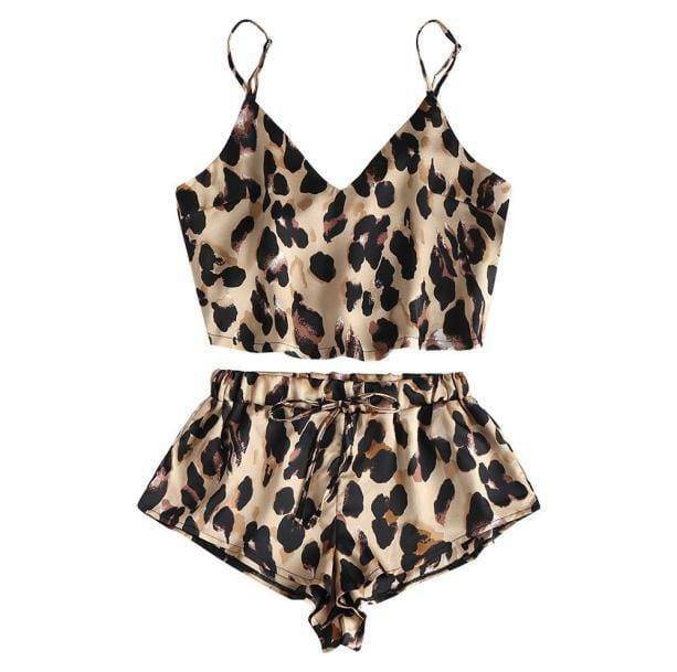 Leopard Satin Pajama Set - Y2K Aesthetic Sleepwear for Cozy Nights