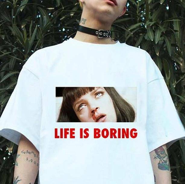 Life Is Boring Y2K T-Shirt - Cute Tops for Coquette & Grunge Aesthetic