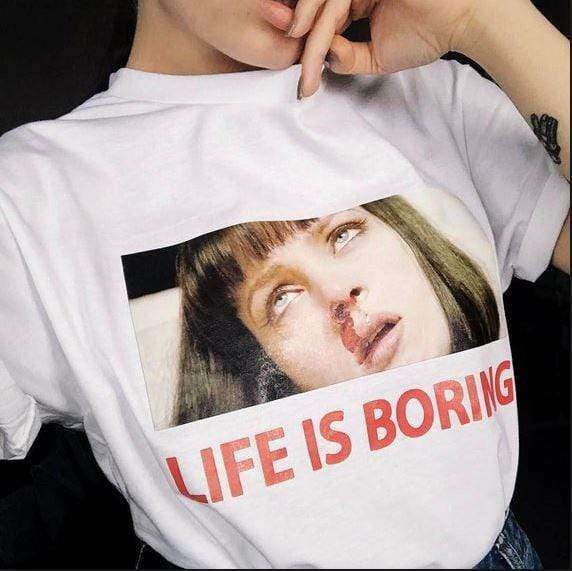 Life Is Boring Y2K T-Shirt - Cute Tops for Coquette & Grunge Aesthetic