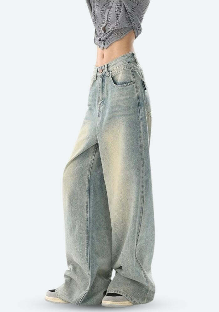 Low Rise Baggy Denim Jeans - Y2K Fashion, Grunge Aesthetic, Cute Tops