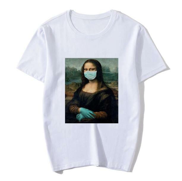 Mona Lisa Mask Tee - Y2K Aesthetic, Grunge Style, Cute Tops