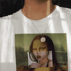 Mona Lisa Y2K T-Shirt: Cute Tops for Coquette & Grunge Aesthetic Styles