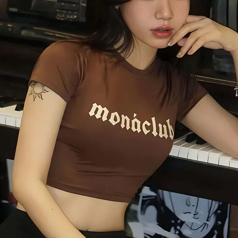 Monaclub Y2K Crop Top: Cute Pastel Goth & Grunge Aesthetic Style