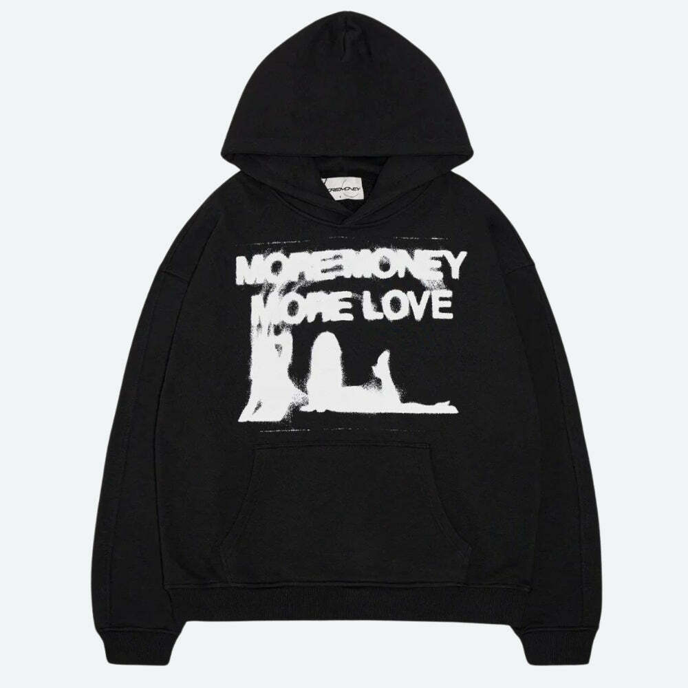 More Money More Love Y2K Hoodie - Cute Tops for Coquette & Grunge Aesthetic