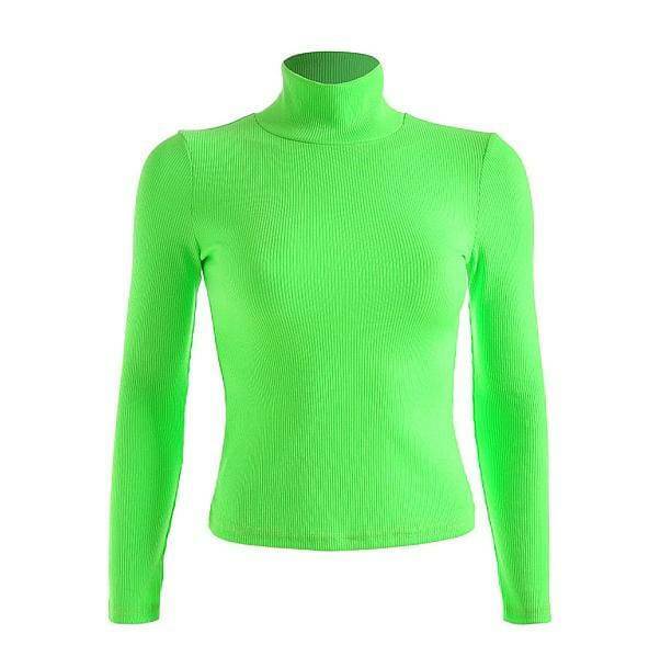 Neon Green Turtleneck: Y2K Fashion Essential for Grunge & Coquette Aesthetic