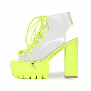 Neon Green Y2K Festival High Heels for Grunge & Coquette Aesthetic