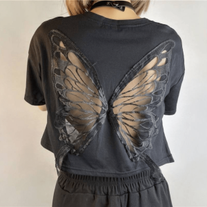 Open Back Butterfly T-Shirt - Y2K Fashion with Coquette Aesthetic