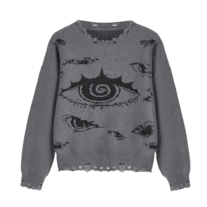 Open Eye Sweater: Y2K Fashion Essential for Coquette & Grunge Aesthetics