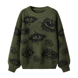 Open Eye Sweater: Y2K Fashion Essential for Coquette & Grunge Aesthetics