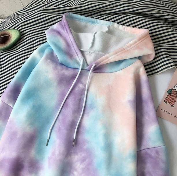 Pastel Clouds Hoodie - Y2K Aesthetic, Cute Tops for Grunge & Coquette Styles