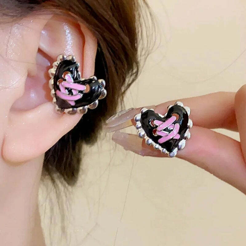 Pastel Goth Heart Corset Earrings | Y2K Aesthetic Jewelry