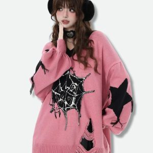 Pastel Goth Sweater: Y2K Fashion Essential for Aesthetic Outfits