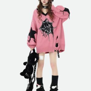 Pastel Goth Sweater: Y2K Fashion Essential for Aesthetic Outfits