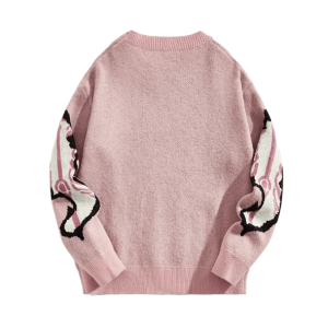 Pastel Pink Skeleton Sweater - Y2K Aesthetic Cute Top for Grunge Style