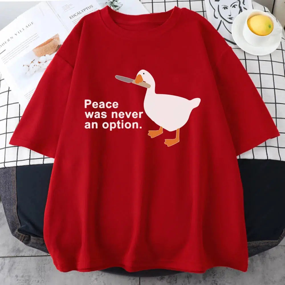 Peace Was Never An Option Tee - Y2K Grunge Aesthetic Cute Top