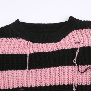 Pink Distressed Emo Sweater - Y2K Aesthetic Grunge Top for Trendy Looks