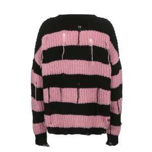 Pink Distressed Emo Sweater - Y2K Aesthetic Grunge Top for Trendy Looks