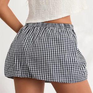 Plaid Bubble Mini Skirt - Y2K Fashion, Grunge Aesthetic, Cute Tops