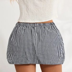 Plaid Bubble Mini Skirt - Y2K Fashion, Grunge Aesthetic, Cute Tops