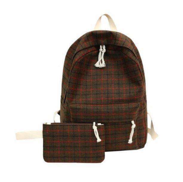 Plaid Pattern Y2K Backpack - Cute Aesthetic Bag for Grunge & Coquette Styles