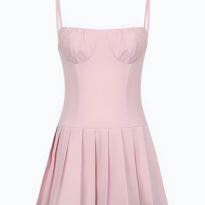 Pleated Pink Mini Dress - Y2K Fashion with Coquette & Grunge Aesthetic