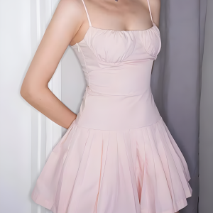 Pleated Pink Mini Dress - Y2K Fashion with Coquette & Grunge Aesthetic