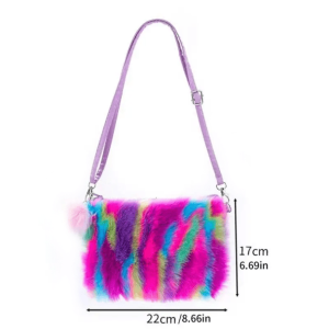 Plushy Rainbow Handbag - Y2K Aesthetic Cute Bag for Coquette & Grunge Styles